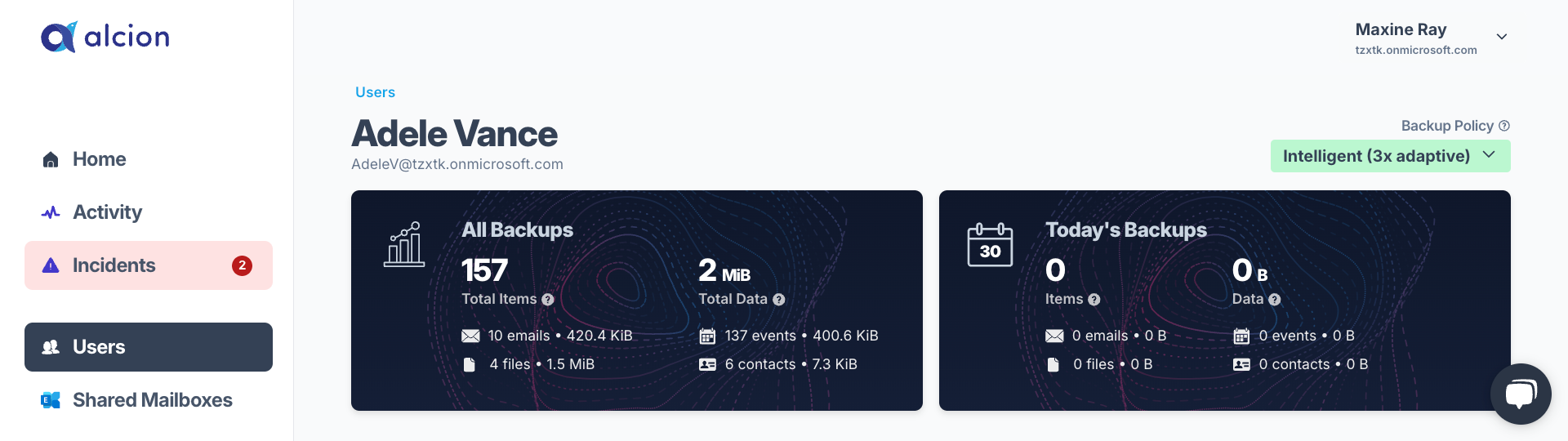 Alcion speciofic user statistics