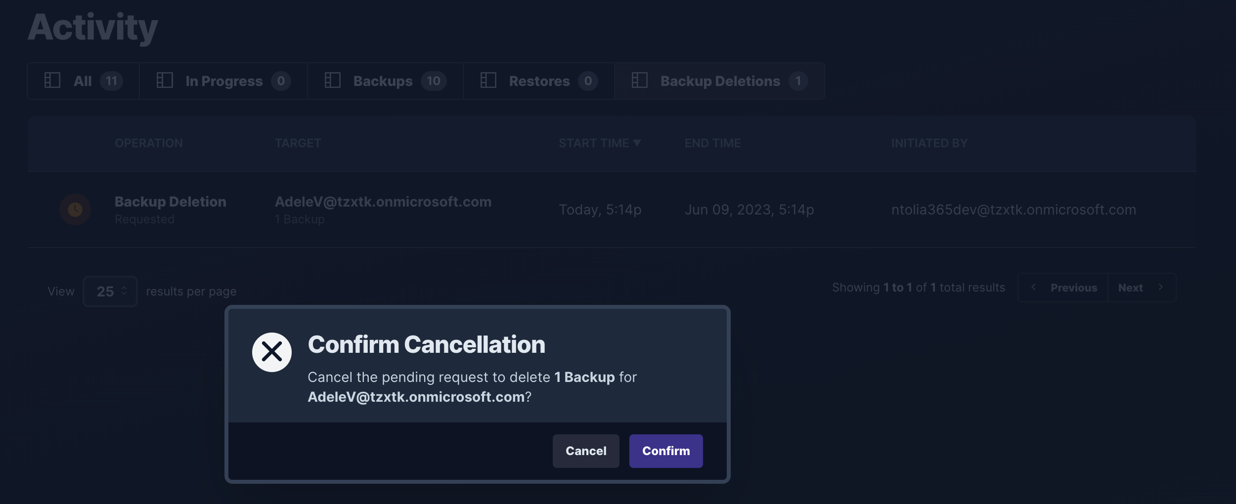 Alcion cancel backup deletion