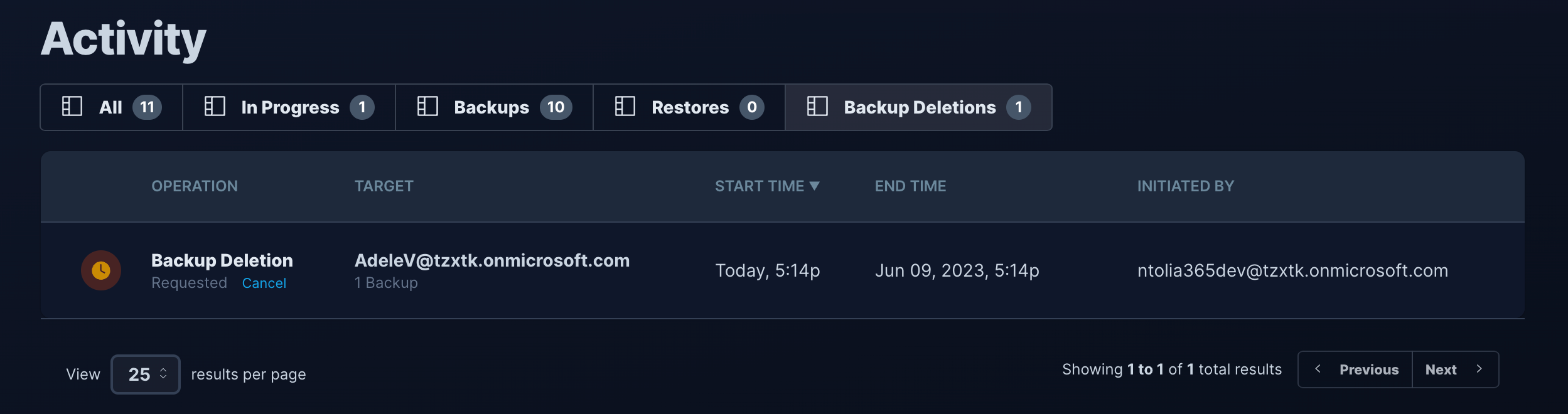 Alcion pending backup deletion