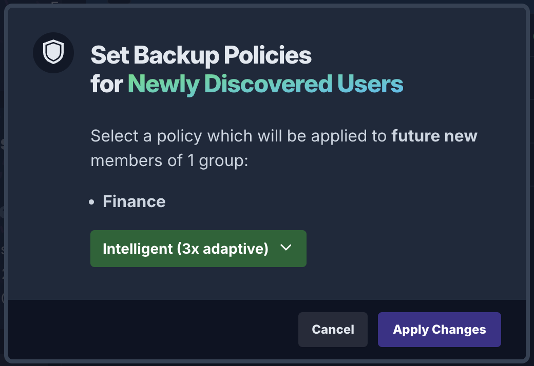 Group-based policy management - new user default policy
