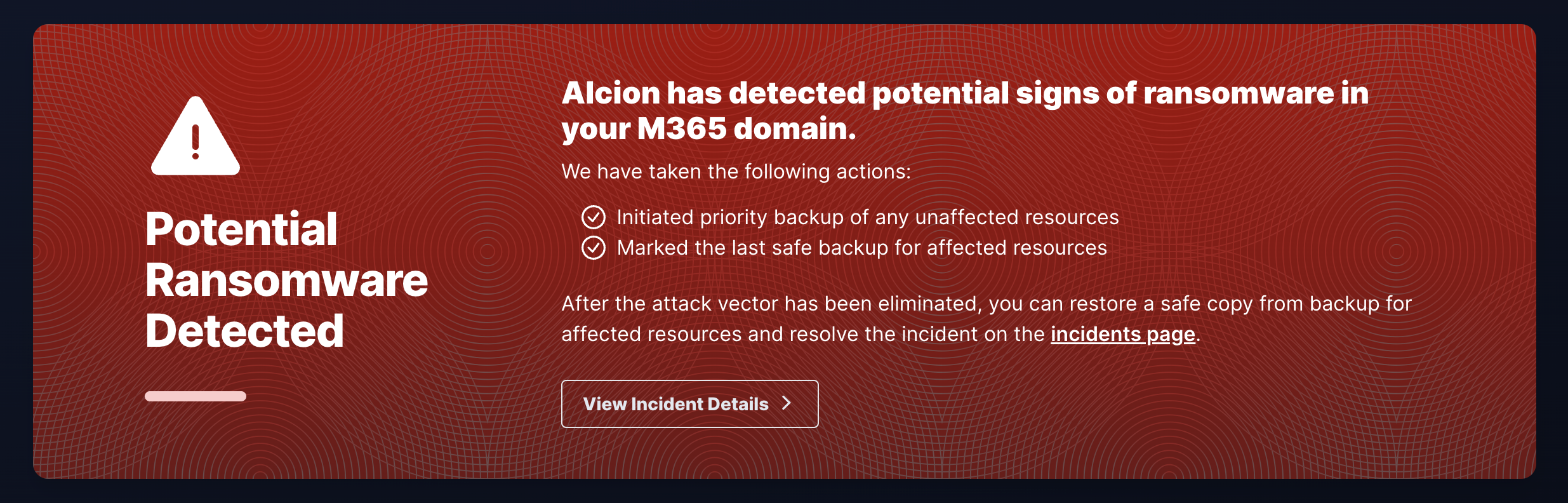 Ransomware detected alert